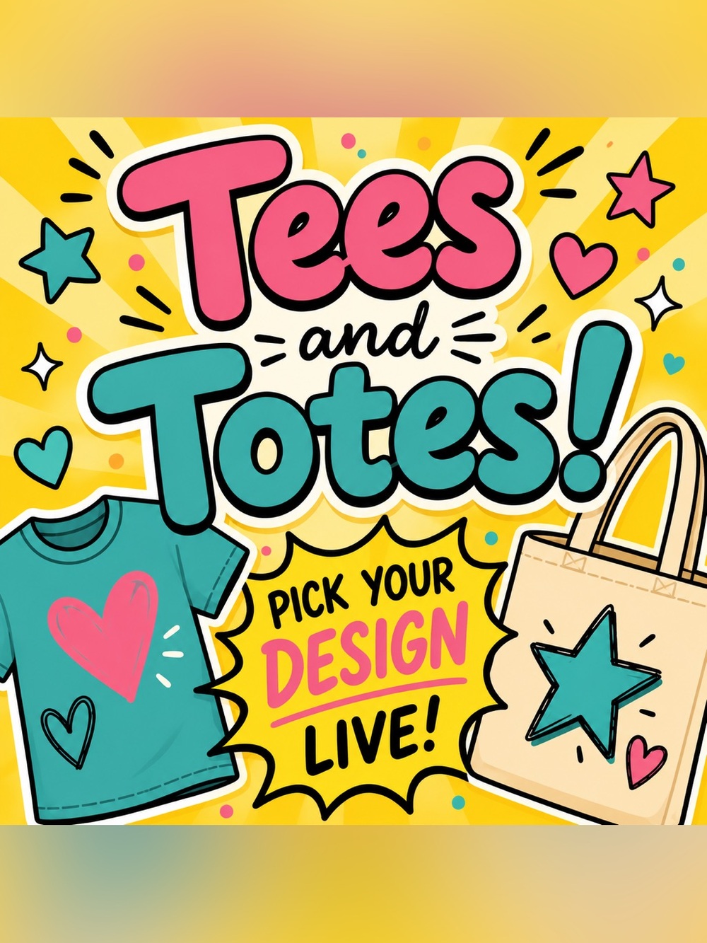 Pick Your Design Live with BakerJen! Graphic Tees and Totes